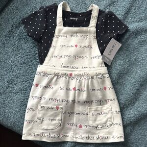 NWT Carter's Black & white polka dot overall dress